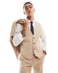 ASOS - Slim Herringbone Suit Waistcoat With Linen - Lyst