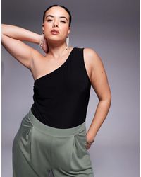ASOS - Asos Design Curve Double Layer Slinky One Shoulder Bodysuit - Lyst