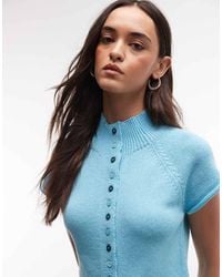 Reclaimed Vintage - Button Through High Neck Compact Knitted Tank - Lyst