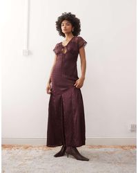 Reclaimed Vintage - Maxi Day Dress With Lace Inserts - Lyst