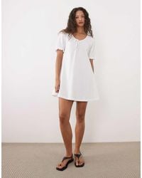 ASOS - Swing Baby Doll Mini Dress With Puff Sleeve - Lyst