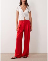 ASOS - Co-ord Interlock Pleated Pull On Wide Leg Trousers - Lyst