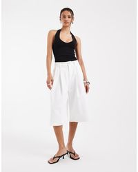 ASOS - Denim Pleated Longline Bermuda Short - Lyst
