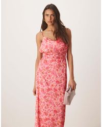 Vila - Satin Cami Maxi Dress - Lyst