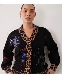 Never Fully Dressed - Embroidered Knit V Neck Contrast Trim Cardigan - Lyst