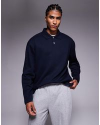 ASOS - Sweat décontracté style polo côtelé à col boutonné - Lyst