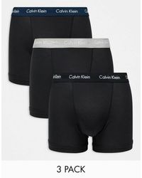 Calvin Klein - Pack De 3 Calzoncillos Bóxer Negros Con Cinturillas De Color Azul Marino, Gris Y Cotton Stretch De - Lyst