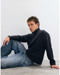 Hollister - Knitted 1/4 Zip Ribbed Jumper - Lyst