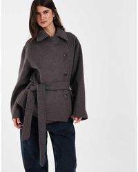 ASOS - Low Belt Short Trench Coat With Wool - Lyst