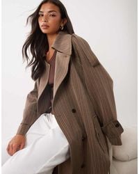 Aria Cove - Oversized Lapel Belt Detail Trench Maxi Coat - Lyst