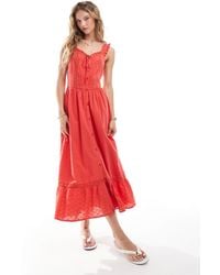 Miss Selfridge - Broderie Milkmaid Maxi Dress - Lyst