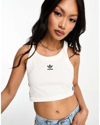 adidas Originals - Camiseta corta blanca sin mangas con tres rayas - Lyst
