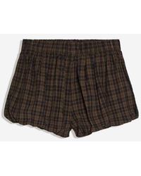 Bershka - Check Balloon Mini Shorts - Lyst