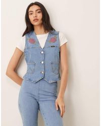 Wrangler - X Lainey Wilson Cowboy Fitted Denim Waistcoat Co-ord - Lyst