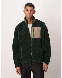 ASOS - Relaxed Teddy Zip Up Jacket With Pocket - Lyst