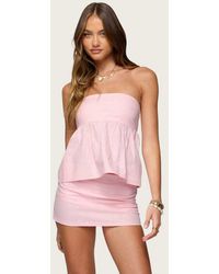 Edikted - Avalai Linen Look Strapless Babydoll Top - Lyst