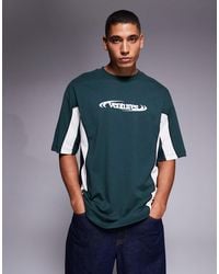 ASOS - Oversized Short Sleeve Cut And Sew T-Shirt With Text Graphic - Lyst