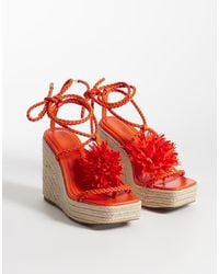 ASOS - Topaz Square Toe Wedge With Flower Trim - Lyst