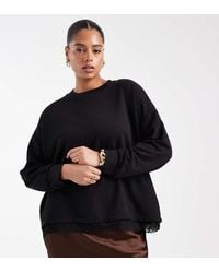 Noisy May - Long Sleeve Sweatshirt With Lace Hem - Lyst