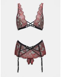 Ann Summers - Brooke Floral Lace Crotchless Set - Lyst