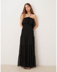 Mango - Halter Chiffon Maxi Dress - Lyst