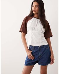 ASOS - Corset Seam Detail Cinched Waist Baseball Tee - Lyst