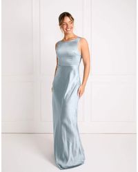 Six Stories - Bridesmaid Satin Cowl V Back Maxi Dress - Lyst