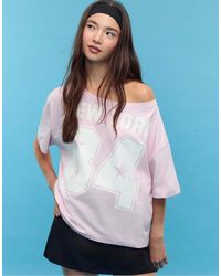 Stradivarius - T-shirt imprimé à encolure bateau - pastel - Lyst