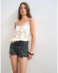 TOPSHOP - Denim A-line Short With Rip - Lyst