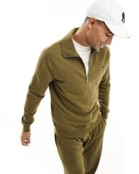 Abercrombie & Fitch - – sweatshirt aus olivem frottee mit halbem reißverschluss und silikon-markenlogo, kombiteil - Lyst