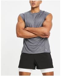 ASOS 4505 Training T-shirt With Cap Sleeve And Seam Details - Grey