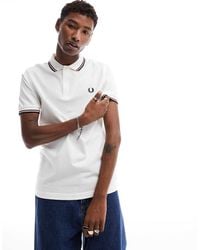Fred Perry - Polo En/Rojo/Azul Marino Con Ribete Doble Y Logo De - Lyst