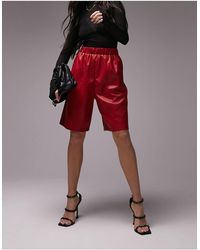 TOPSHOP - Faux Leather Longline Pull-on Shorts - Lyst