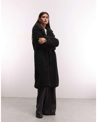 French Connection - Longline Borg Dad Coat - Lyst