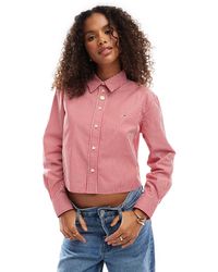 Tommy Hilfiger - Chemise courte en popeline rayée - /blanc - Lyst