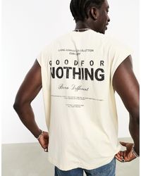 Good For Nothing - Camiseta hueso extragrande sin mangas con estampado posicional grande en la espalda - Lyst