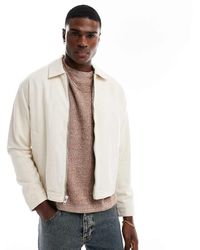Abercrombie & Fitch - Chaqueta Harrington Con Cremallera Delantera De Lino Ligero De - Neutro - Lyst