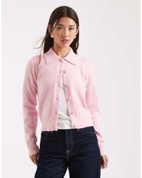 New Look - Collar Cardigan - Lyst