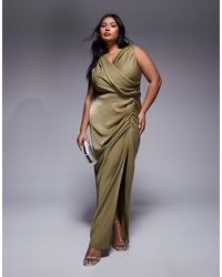 ASOS - Asos Design Curve Drape Front Split Detail Maxi Dress - Lyst