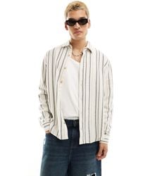 Pull&Bear - Long Sleeve Textured Stripe Shirt - Lyst