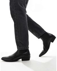 ASOS - Botines Chelsea Negros Con Tacón Cubano De - Lyst