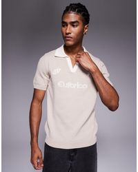 ASOS - Polo en maille à manches courtes avec motif sportif - taupe - Lyst
