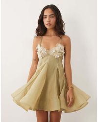 ASOS - Organza Mini Dress With Floral Bust Detail - Lyst
