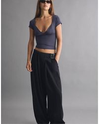 Stradivarius - Polyamide V-neck T-shirt - Lyst