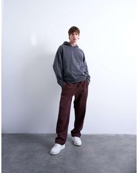 TOPMAN - Joggers Marrones De Pernera Recta De Tejido Grueso De - Lyst