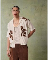 ASOS - Relaxed Knitted Button Through Polo With Floral Embroidery - Lyst