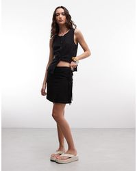 Noisy May - Linen Mix Wrap Around Tie Side Mini Skirt Co-ord - Lyst
