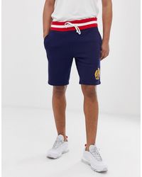 Polo Ralph Lauren Crest Logo Cut Off Sweat Shorts In Navy - Blue
