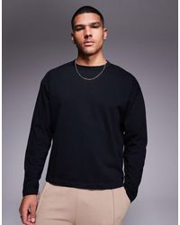ASOS - – kastiges langärmliges oversize-shirt aus 240 g/m2 schwerem stoff - Lyst