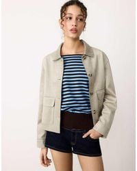 Stradivarius - Faux Suede Jacket With Pockets - Lyst